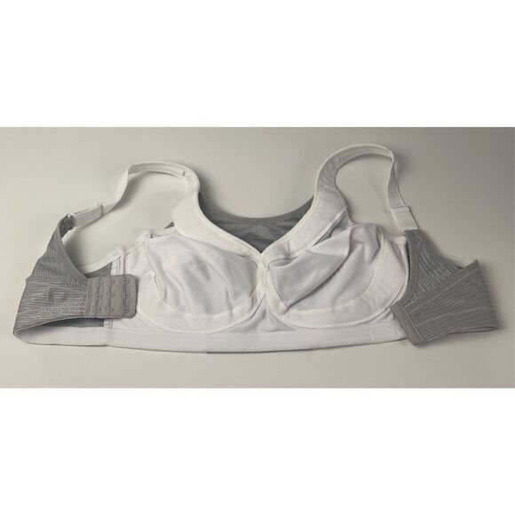 Glamorise Double Layer Sports Bra Womens Size 40C White Gray - Picture 5 of 8
